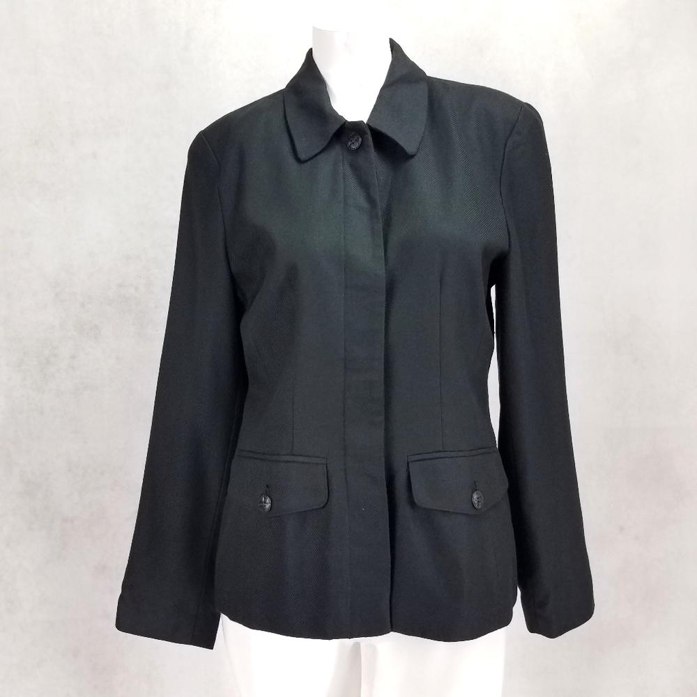 Bushwaker USA Size 4 Vintage Blazer Jacket Black Wool blend